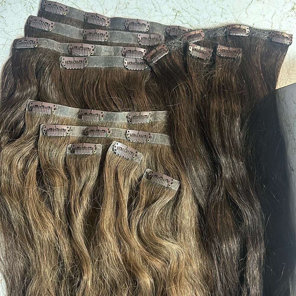 Brown clip in extensions
